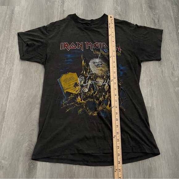 RARE Vintage 1985 Iron Maiden Live After Death Band Tour Shirt Distressed medium - Picture 8 of 9